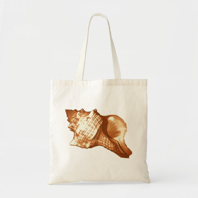 Bolsa Tote Esboço da concha - castanho, branco e bronzeado (Frente)