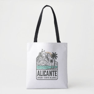 Bolsa Tote Esboço de Alicante Castelo de Santa Bárbara Costa