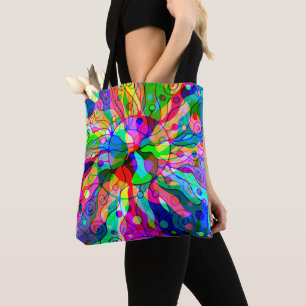 Bolsa Tote Esboço de arte fantasiosa - Abstrato Neon Shift 1