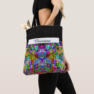 Bolsa Tote Esboço de arte fantástica - Abstrato Neon Shift 3