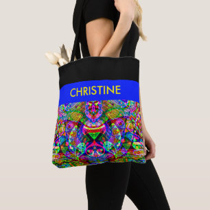 Bolsa Tote Esboço de arte fantástica - Abstrato Neon Shift 3