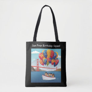 Bolsa Tote Esboço de Balão da Equipe de Aniversário de São Fr