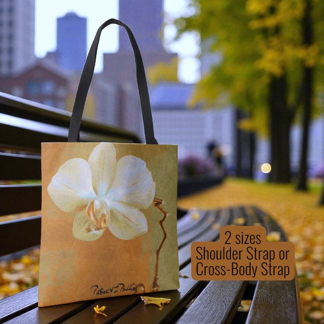 Bolsa Tote Esboço Digital de Flor de Orquídea Tropical Única (double-sided tote design)