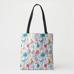 Bolsa Tote Esboço preto & branco do unicórnio - bolinhas