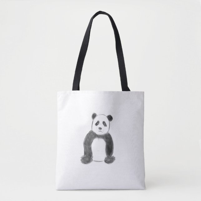 Bolsa Tote Esboço preto e branco do panda (Frente)