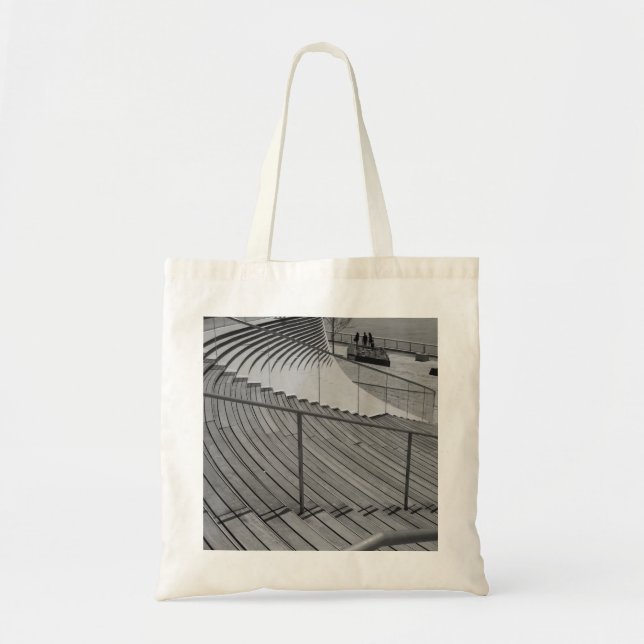 Bolsa Tote Escala de Cinza de Escadas de Cais de marinho (Frente)