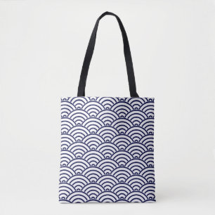 Bolsa Tote Escala de peixes de Koinobori do japonês no azul
