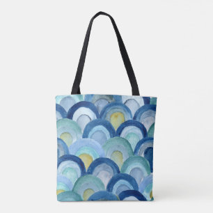 Bolsa Tote Escalas de Sereia e Ondas de Vidro Marítimo