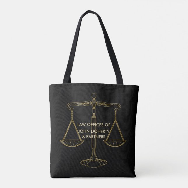 Bolsa Tote Escalas douradas elegantes do advogado de justiça (Verso)