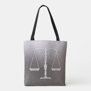 Bolsa Tote Escalas elegantes de metálico gráfico de justiça