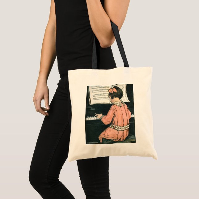 Bolsa Tote Escalas por Jessie Willcox Smith, Piano Music Girl (Frente (produto))