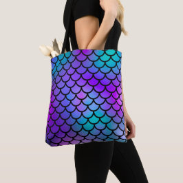 Bolsa Tote Escamas de sereia rosa roxo azul fantasia peixe