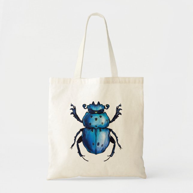 Bolsa Tote Escaravelho, escaravelho, Arte Azul, Entomologia (Frente)