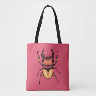 Bolsa Tote Escaravelho Rosa Insetado Arte do Lover
