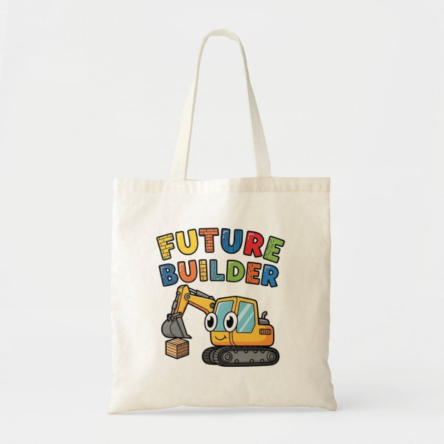 Bolsa Tote Escavadeira Fofa Construtor do Futuro  (Frente)