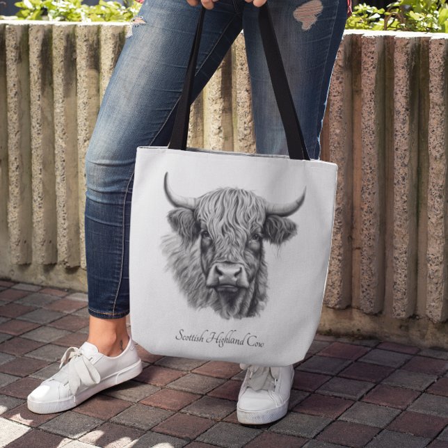 Bolsa Tote Escocesa de Vaca Highland Personalizável (Criador carregado)