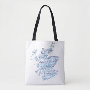Bolsa Tote Escocesa Mapa de Toques de Palavras de Slang
