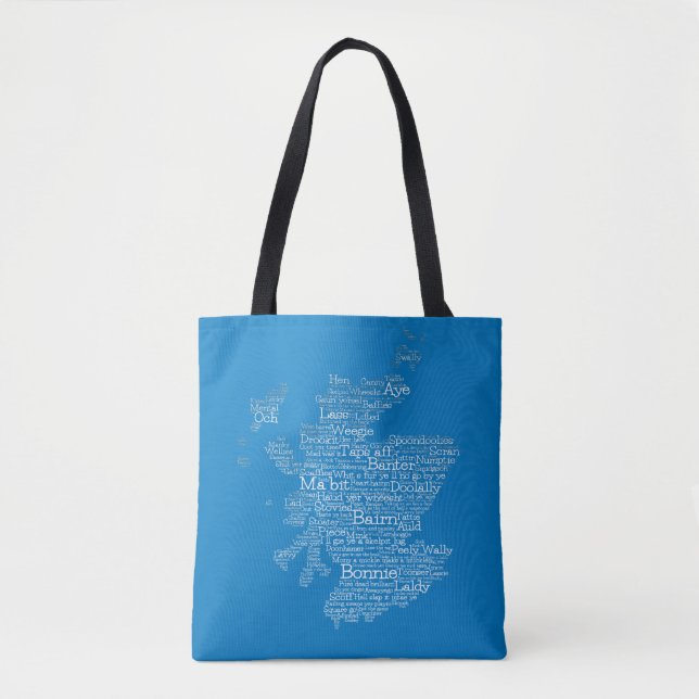 Bolsa Tote Escocesa Mapa de Toques de Palavras de Slang (Frente)