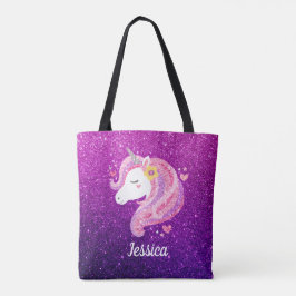 Bolsa Tote Escola de Meninas do Unicórnio Cute Personalizado