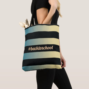 Bolsa Tote "#escola secundária"Ouro azul e professor listrado