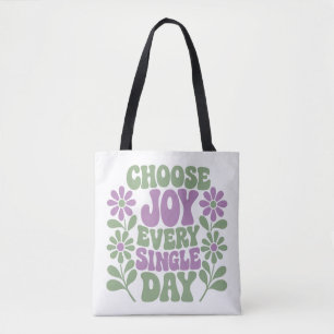 Bolsa Tote Escolha a Alegria Todos os Dias Salvia Lavanda