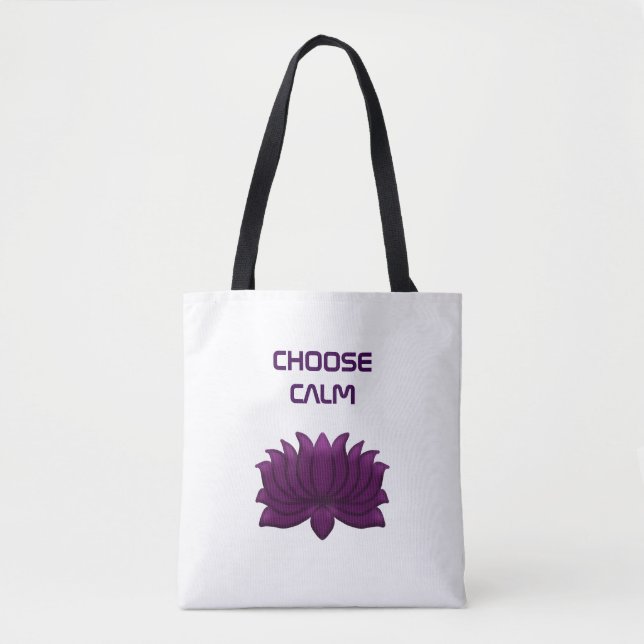 Bolsa Tote Escolha Flor de Lótus Roxa Calma  (Frente)