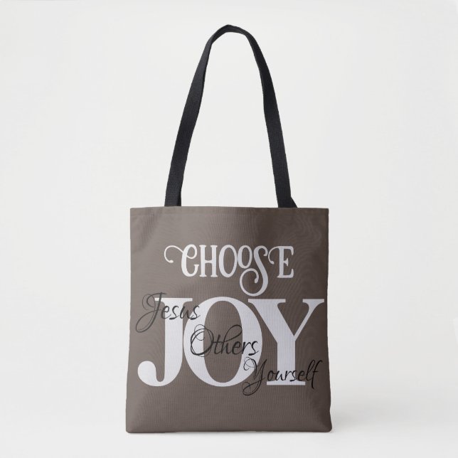 Bolsa Tote Escolha Joy Jesus, outros, você mesmo (Frente)
