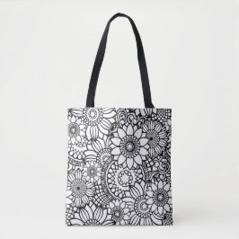 Bolsa Tote Escolha seu próprio Flor de Coloração de Cores
