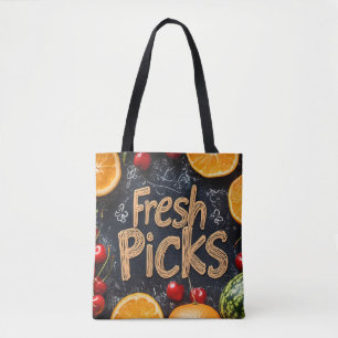 Bolsa Tote Escolhas Frescas: Arranjo Colorido de Frutas