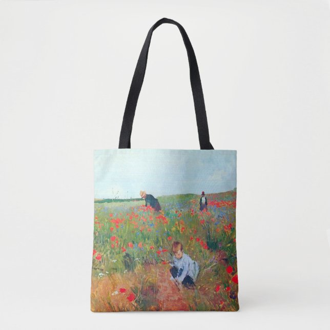 Bolsa Tote Escolhendo Flores num Campo, Mary Cassatt (Frente)