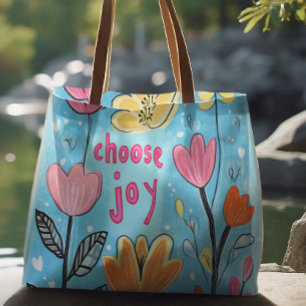 Bolsa Tote Escolher a arte colorida da alegria