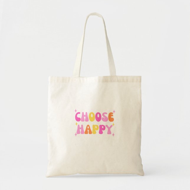 Bolsa Tote Escolher citação feliz (Frente)