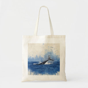 Bolsa Tote Escórias de baleia em aves marinhas em decoração à