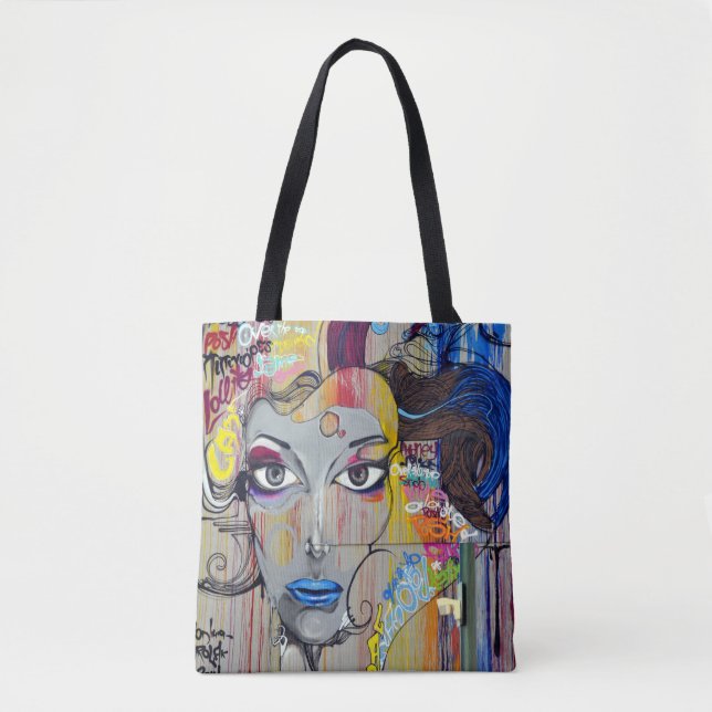 Bolsa Tote Escrevendo de desenho de pintura de Grafite americ (Frente)