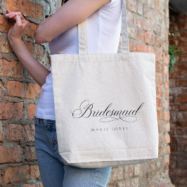 Bolsa Tote Escrita Elegante Simples - Porta-Pontas Preta e Br