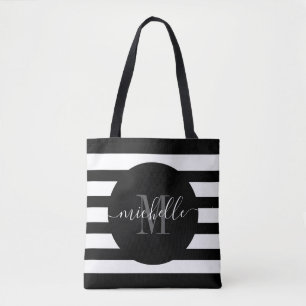 Bolsa Tote Escrita Monográfica Preta - Caligrafia Moderna