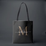 Bolsa Tote Escrito Menino Dourado Moderno Monograma Girassol<br><div class="desc">Monograma Dourado Moderno Nome do Script Feminino Girassol Nome Tote Inicial Bag</div>