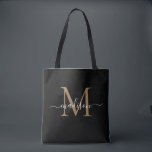 Bolsa Tote Escrito Menino Dourado Moderno Monograma Girassol<br><div class="desc">Monograma Dourado Moderno Nome do Script Feminino Girassol Nome Tote Inicial Bag</div>