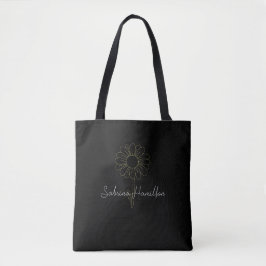 Bolsa Tote Escrito Personalizado - Margarida Negra Negra