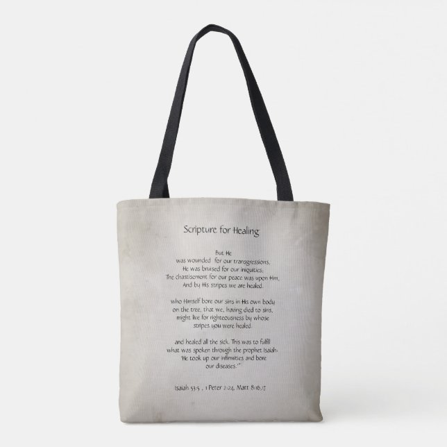 Bolsa Tote Escritura Bíblica para cura saúde doença (Verso)