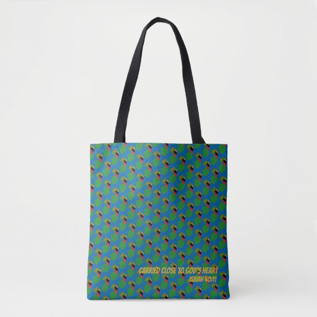 Bolsa Tote Escritura Cristã Azul ZAMBIA FLAG Isaiah (Frente)