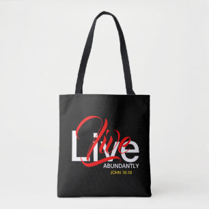 Bolsa Tote Escritura do Monograma ao Vivo John 10:10