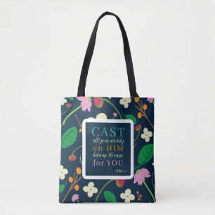 Bolsa Tote Escritura Floral 1 Peter 5:7