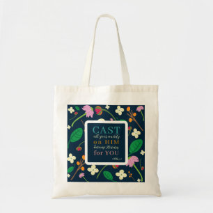 Bolsa Tote Escritura Floral 1 Peter 5:7
