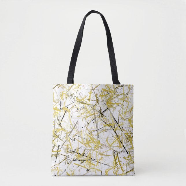 Bolsa Tote Escrivores de abstrato - Mostarda e Castanha (Frente)