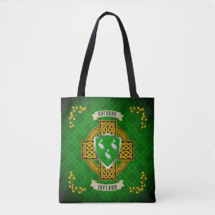 Bolsa Tote Escudo irlandês e Cruz celta personalizados