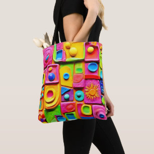 Bolsa Tote Escultura Colorida com Efeito de Salpicos: Estilo