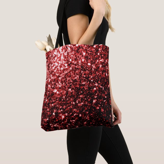 Bolsa Tote Escuro Vermelho Escuro Glitter brilha Glamor (Close Up)
