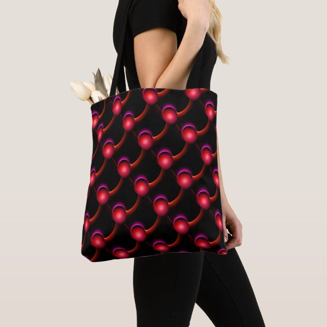 Bolsa Tote Esferas Fractais de Azul Vermelho Vibrante ECLIPSE (Close Up)