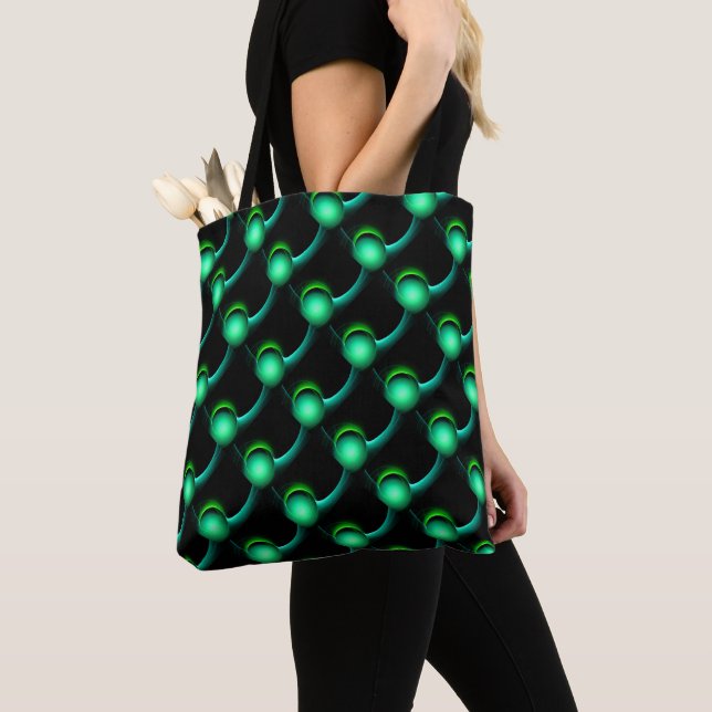 Bolsa Tote Esferas Fractais Verdes Vibrantes do ECLIPSE a Pre (Close Up)